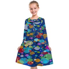 Illustrations Sea Fish Swimming Colors Kids  Midi Sailor Dress