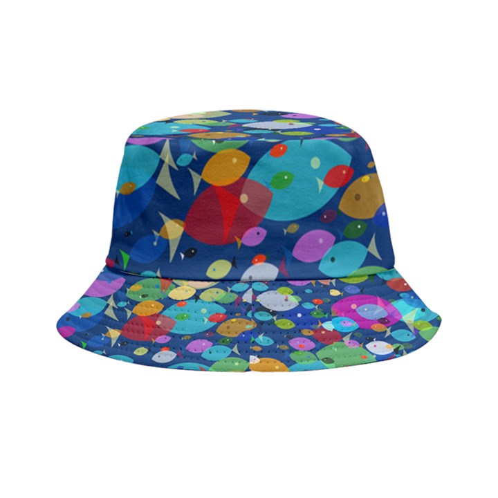 Illustrations Sea Fish Swimming Colors Inside Out Bucket Hat