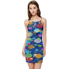 Illustrations Sea Fish Swimming Colors Summer Tie Front Dress