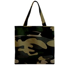 Green Military Camouflage Pattern Zipper Grocery Tote Bag by fashionpod