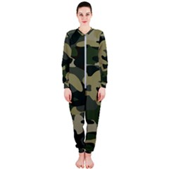 Green Military Camouflage Pattern Onepiece Jumpsuit (ladies)  by fashionpod