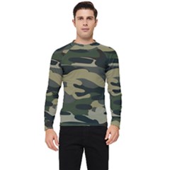 Green Military Camouflage Pattern Men s Long Sleeve Rash Guard by fashionpod