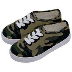 Green Military Camouflage Pattern Kids  Classic Low Top Sneakers by fashionpod