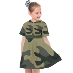 Green Military Camouflage Pattern Kids  Sailor Dress by fashionpod