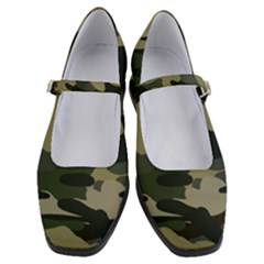 Green Military Camouflage Pattern Women s Mary Jane Shoes by fashionpod