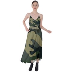 Green Military Camouflage Pattern Tie Back Maxi Dress by fashionpod