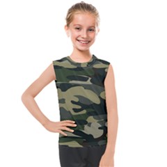 Green Military Camouflage Pattern Kids  Mesh Tank Top by fashionpod