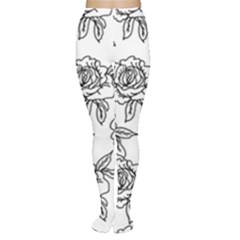 Line Art Black And White Rose Tights