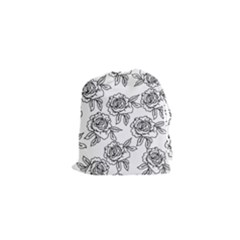 Line Art Black And White Rose Drawstring Pouch (xs) by MintanArt