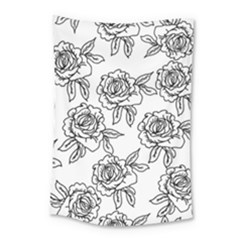 Line Art Black And White Rose Small Tapestry by MintanArt