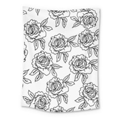 Line Art Black And White Rose Medium Tapestry