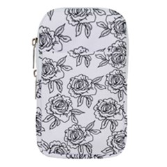 Line Art Black And White Rose Waist Pouch (small)