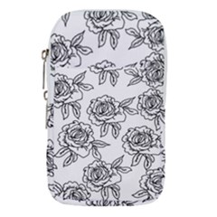 Line Art Black And White Rose Waist Pouch (large)