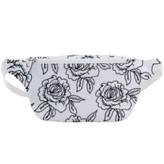 Line Art Black And White Rose Waist Bag 