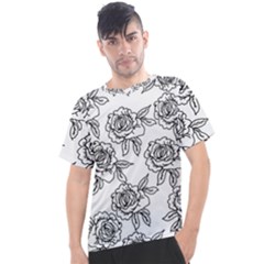 Line Art Black And White Rose Men s Sport Top by MintanArt