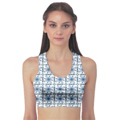 Blue Floral Pattern Sports Bra by MintanArt