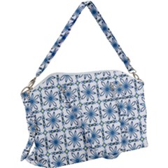 Blue Floral Pattern Canvas Crossbody Bag by MintanArt