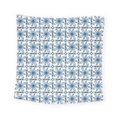 Blue Floral Pattern Square Tapestry (small)