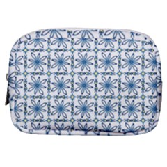 Blue Floral Pattern Make Up Pouch (small)