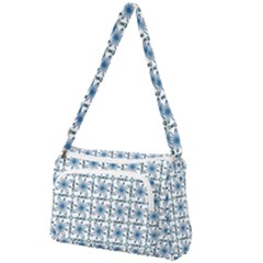 Blue Floral Pattern Front Pocket Crossbody Bag by MintanArt