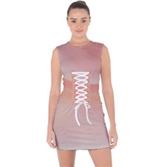 Pink Sky Lace Up Front Bodycon Dress by WILLBIRDWELL