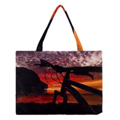 Mountain Bike Parked At Waterfront Park003 Medium Tote Bag by dflcprintsclothing