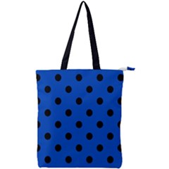 Large Black Polka Dots On Absolute Zero Blue - Double Zip Up Tote Bag by FashionLane