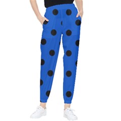 Large Black Polka Dots On Absolute Zero Blue - Tapered Pants by FashionLane