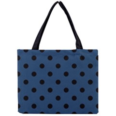 Large Black Polka Dots On Aegean Blue - Mini Tote Bag by FashionLane