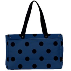Large Black Polka Dots On Aegean Blue - Canvas Work Bag by FashionLane