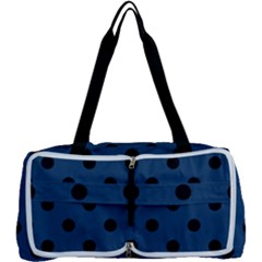 Large Black Polka Dots On Aegean Blue - Multi Function Bag by FashionLane