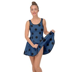 Large Black Polka Dots On Aegean Blue - Inside Out Casual Dress by FashionLane