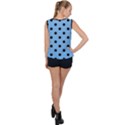 Large Black Polka Dots On Aero Blue - Bubble Hem Chiffon Tank Top View2