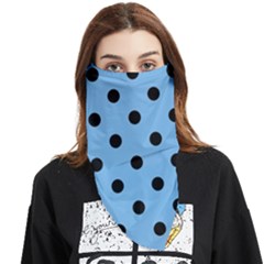 Large Black Polka Dots On Aero Blue - Face Covering Bandana (triangle) by FashionLane