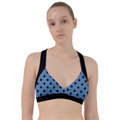 Large Black Polka Dots On Air Force Blue - Sweetheart Sports Bra by FashionLane