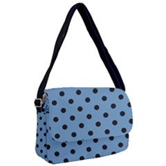 Large Black Polka Dots On Air Force Blue - Courier Bag by FashionLane