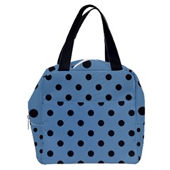 Large Black Polka Dots On Air Force Blue - Boxy Hand Bag by FashionLane