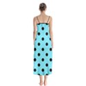 Large Black Polka Dots On Arctic Blue - Button Up Chiffon Maxi Dress View2