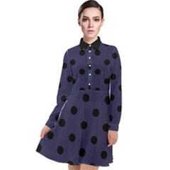 Large Black Polka Dots On Astral Aura - Long Sleeve Chiffon Shirt Dress by FashionLane