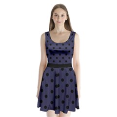 Large Black Polka Dots On Astral Aura - Split Back Mini Dress 