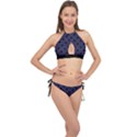 Large Black Polka Dots On Astral Aura - Cross Front Halter Bikini Set View1