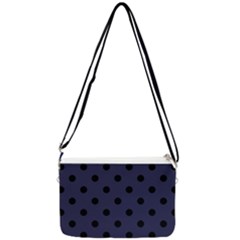 Large Black Polka Dots On Astral Aura - Double Gusset Crossbody Bag by FashionLane