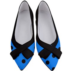 Large Black Polka Dots On Azure Blue - Women s Bow Heels by FashionLane