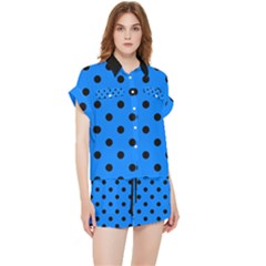 Large Black Polka Dots On Azure Blue - Chiffon Lounge Set by FashionLane