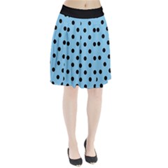 Large Black Polka Dots On Baby Blue - Pleated Skirt by FashionLane