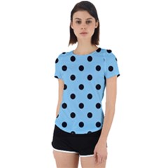 Large Black Polka Dots On Baby Blue - Back Cut Out Sport Tee by FashionLane