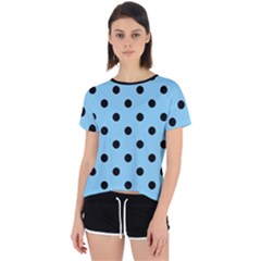 Large Black Polka Dots On Baby Blue - Open Back Sport Tee