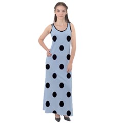 Large Black Polka Dots On Beau Blue - Sleeveless Velour Maxi Dress by FashionLane