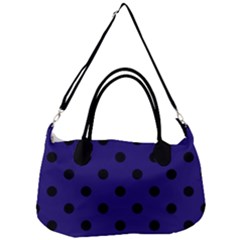 Large Black Polka Dots On Berry Blue - Removal Strap Handbag by FashionLane