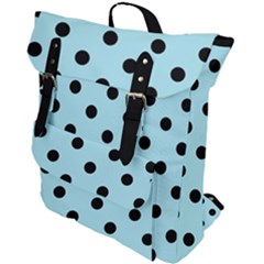 Large Black Polka Dots On Blizzard Blue - Buckle Up Backpack by FashionLane
